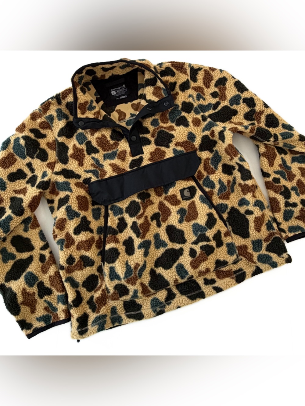 Carhartt Fleece Pullover Relaxed Fit Jacket Mens Large Camo Sherpa